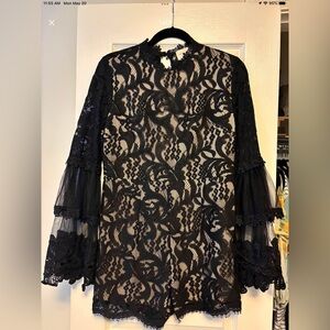 NWT, VESTIQUE Black and Nude Romper